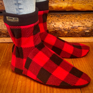 Red & Black Buffalo Plaid Men's Slipper Socks